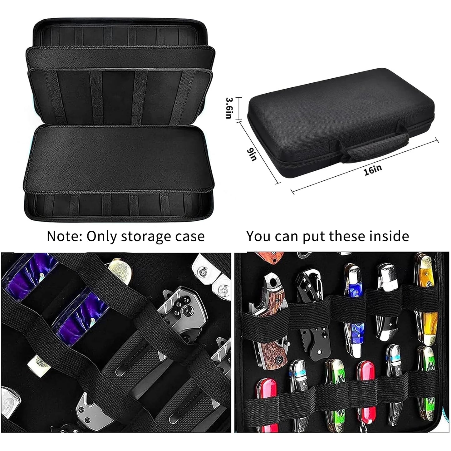 （CASE ONLY)Knife Display Case for 66+ Pocket Knives. Folding Holder, Butterfly Storage Organizer, Knives Roll Collection Pouch