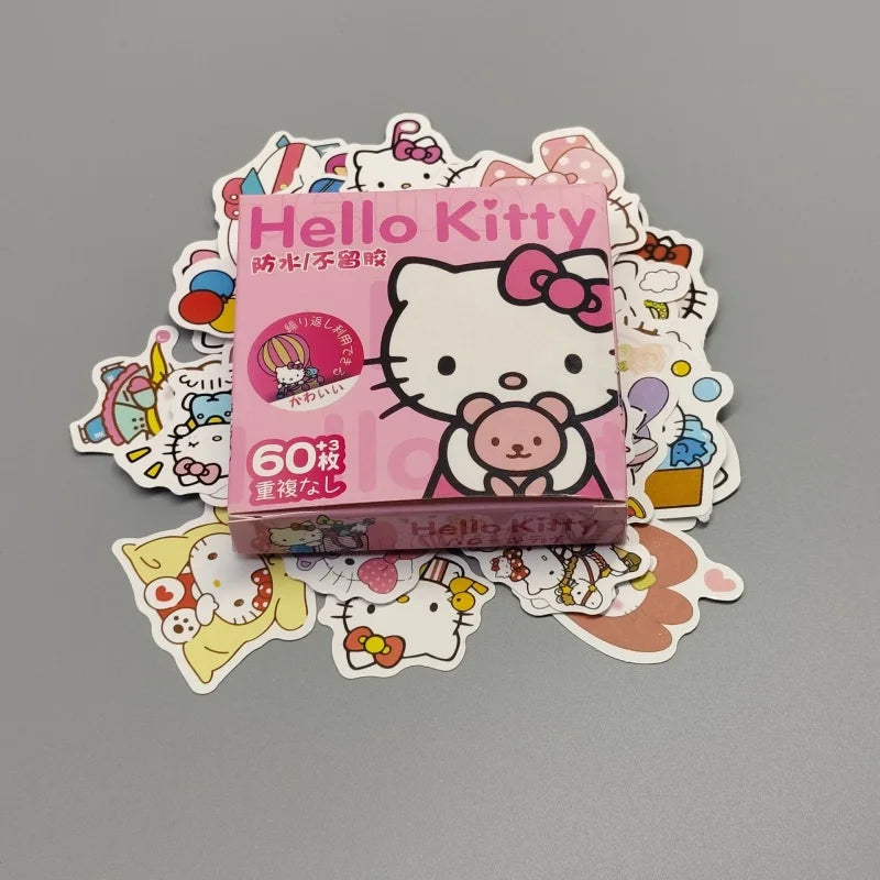 63pcs Kawaii Hello Kitty Sticker Gift Box Small Pattern Small Handbag Refrigerator Backpack Desktop Decoration Women Accessories
