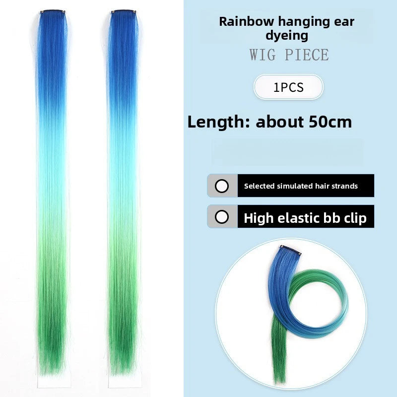 Three-color gradientSparkle Hair Extensions Clip In Rainbow Synthetic Sparkle Hair Tinsel Heat Resistant Sparkle Hair Extensions