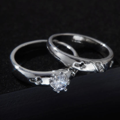 2pcs Luxury Geometric Elegant Cross Couples Ring for Women Wedding Men Engagement Party Jewelry Accessories