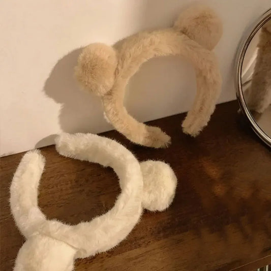 Cute Cartoon Plush Bear Ear Hair Bands Women Hair Hoop Non-slip Headdress Headband Girls Hair Accessories With 2 Colors