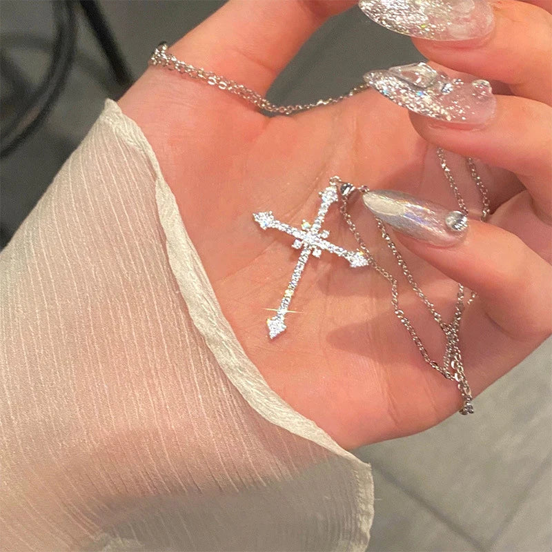 Kpop Fairy Zircon Wings Heart Crystal Pendant Necklace For Women Heart Clavicle Chain Choker Fashion Y2K Egirl Emo Jewelry Gifts