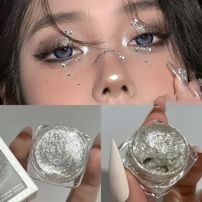 6 Colors Glitter Eyeshadow Gold Pink Eye Shadow Highlighter Silkworm Long Lasting Waterproof Shimmer Multicolor Liquid Eyeshadow