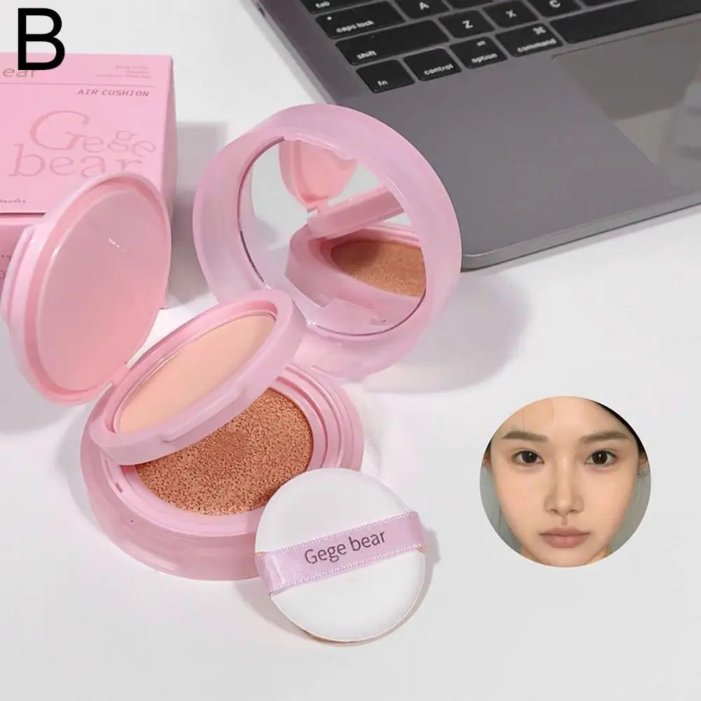 Gege Bear Double Layer Air Cushion Powder Long-Lasting Matte Pink Finish Oil Control And Makeup Fixation Removal Setting Powder