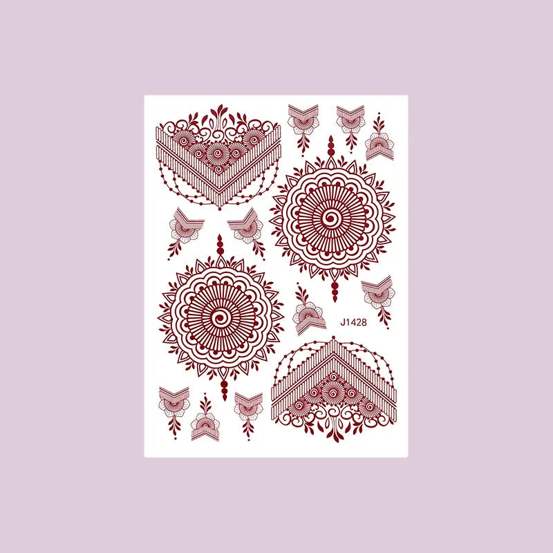 Waterproof Henna Tattoo Stickers for Women Flower Instant Fake Tattoo for Hand Temporary Tattoos for Wedding Party Festival