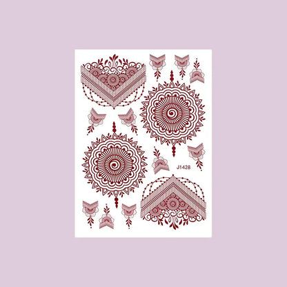 Waterproof Henna Tattoo Stickers for Women Flower Instant Fake Tattoo for Hand Temporary Tattoos for Wedding Party Festival