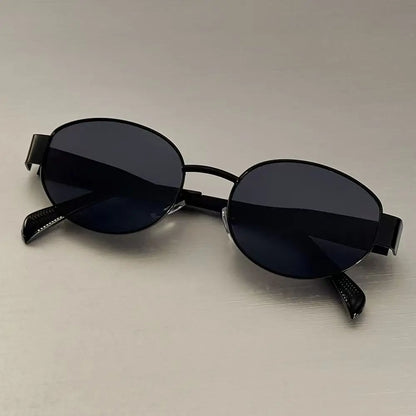 New  Oval Sunglasses for Women Men Trendy Metal Frame Sun Glasses Classic Shades Casual Eyewear