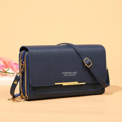 New Women Long Wallet Money Clutch Handbag Korean Large Capacity Multifunctional Shoulder Bag Hand Bag Zipper Purse Mobile Bag