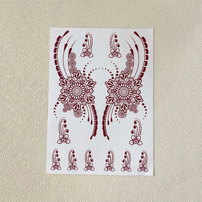 Waterproof Henna Tattoo Stickers for Women Flower Instant Fake Tattoo for Hand Temporary Tattoos for Wedding Party Festival