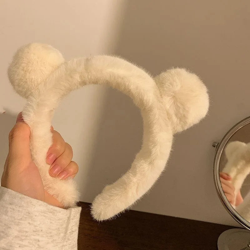 Cute Cartoon Plush Bear Ear Hair Bands Women Hair Hoop Non-slip Headdress Headband Girls Hair Accessories With 2 Colors