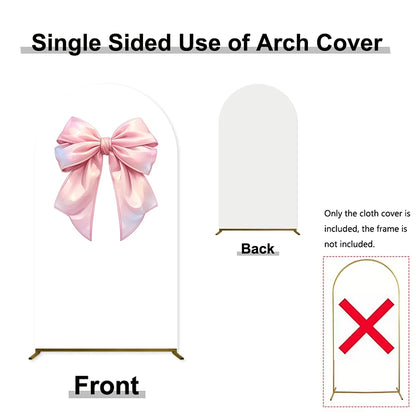 Birthday Theme Arch Cover Background Single-Sided Pink Ballet Girl Bow Dance Shoe Decor Baby Shower Kids Girls Portrait Backdrop