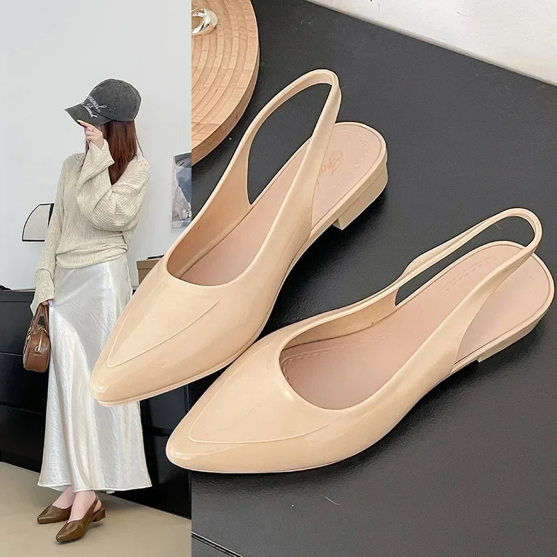 Women's Crystal Slip-On Slippers Summer Fashionable Versatile Home Wear Anti-Slip Lightweight PVC Material Hollow out Design