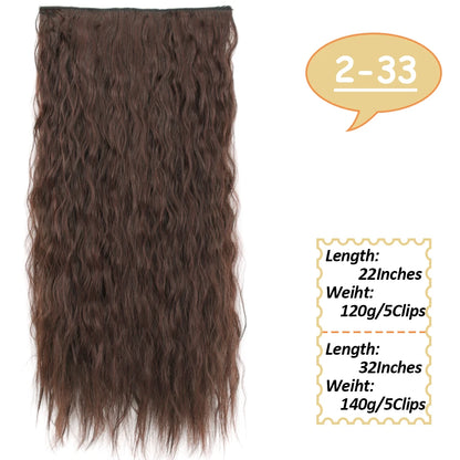 NICESY Synthetic Long Wavy 5 Clips Hair Extensions 22Inch/32Inch Clip On Hair Extensions High Tempreture Fake For Women