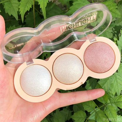 3-Color Highlighter Shimmer Glitter Brightens Skin Lasting Multifunctional Eye-shadow Body Makeup Palette Illuminate Cosmetics