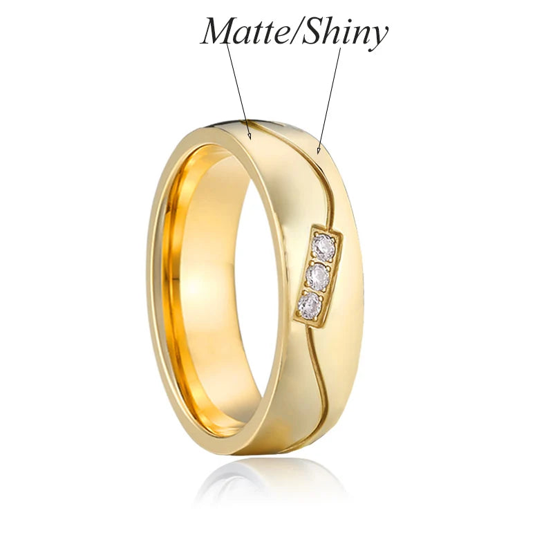 Couple Wedding Rings For Men Lover's Alliance Male Female Ringe Anniversary Stainless Steel Jewelry Ring Woman Gold Color