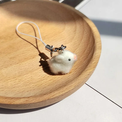 Cute Plush 3D Cat Keychain Creative Flocking Animal Pendant Bag Phone Lanyard Hanging Keycord Charm Keychain DIY Accessories