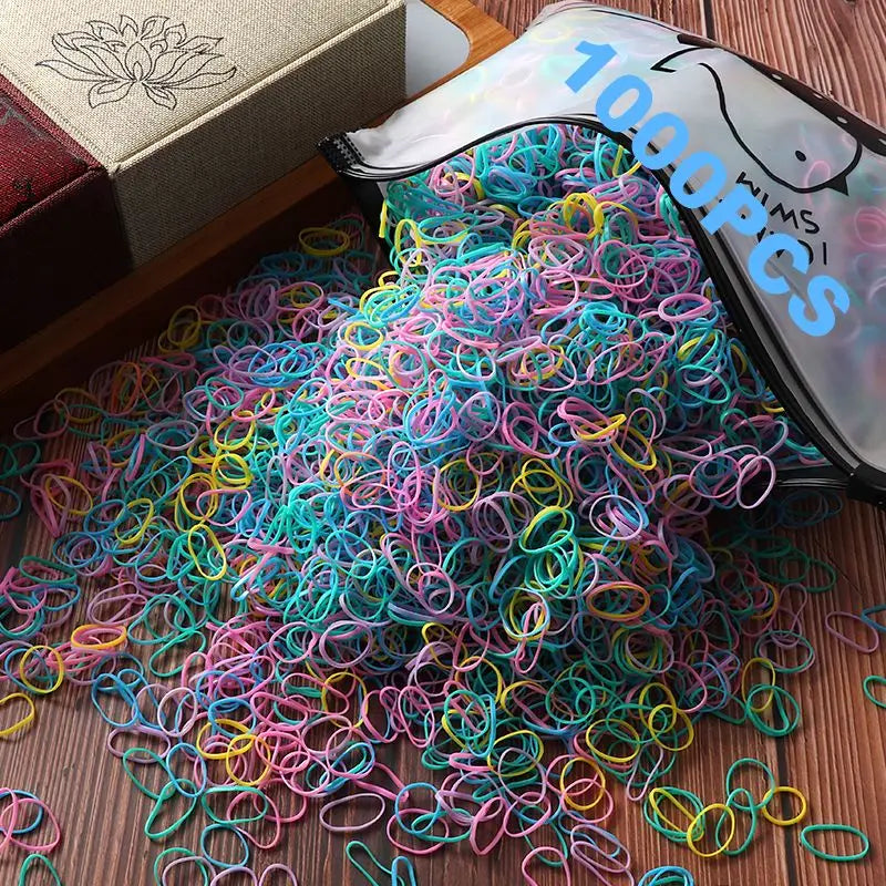 100pcs New Cute Girl Hair Bands Candy Color Elastic Rubber Band Hair Band Child Baby Headband Scrunchie Hair Tie Accessories