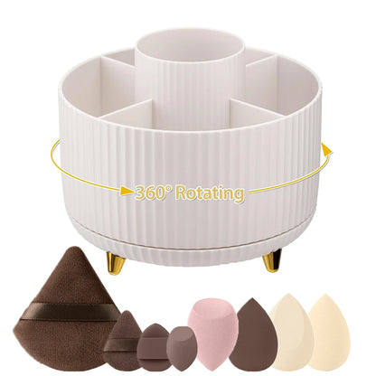 Makeup Brush Holder Organizer 360° Rotating Makeup Brush Desktop Organizer 5 Slot Make up Brushes Cup for Supply Bathroom Vanity