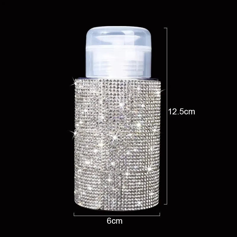 Diamond Design 200ml Empty Liquid Bottle Press Pump Dispenser Refillable Container for Nail Polish Remover Makeup Manicure Tool