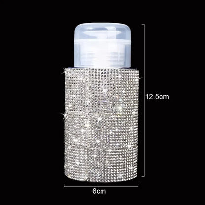Diamond Design 200ml Empty Liquid Bottle Press Pump Dispenser Refillable Container for Nail Polish Remover Makeup Manicure Tool
