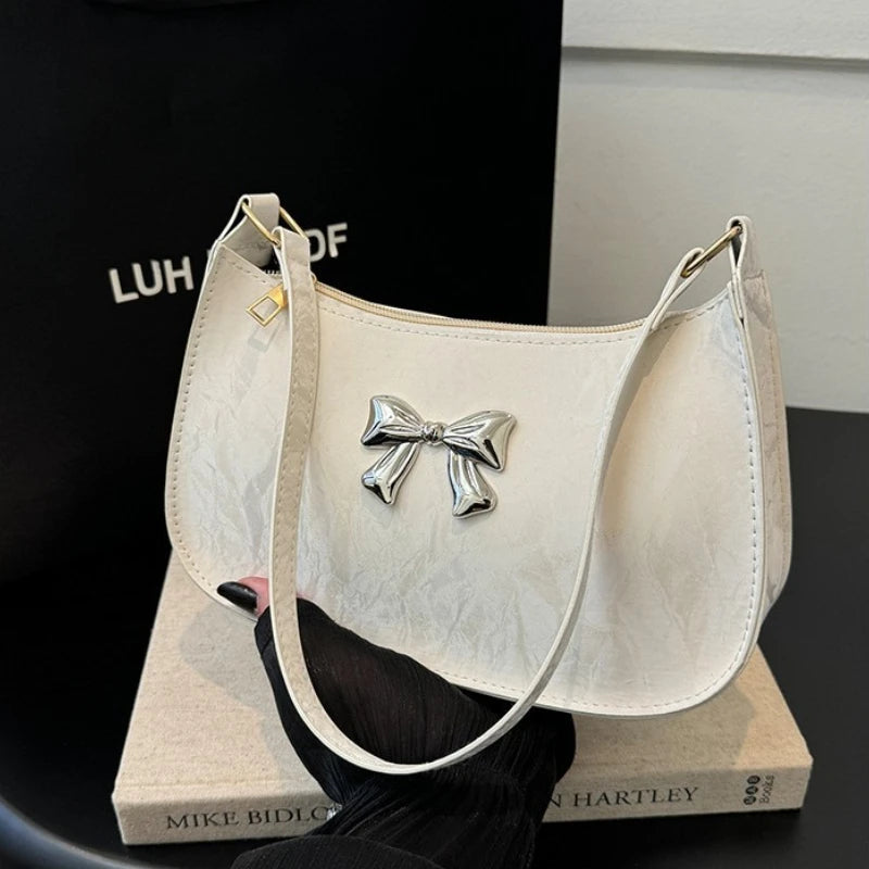 Sweet Fresh Small Bow Handbag for Women Trendy Underarm Shoulder Bag, Suitable for Daily Use, Outings, Dates, Parties, Gifts.