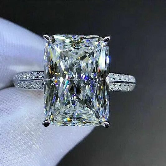 Fashion Big Square Crystal Stone Women Wedding Bridal Ring Luxury Engagement Party Anniversary Best Gift Large Rings