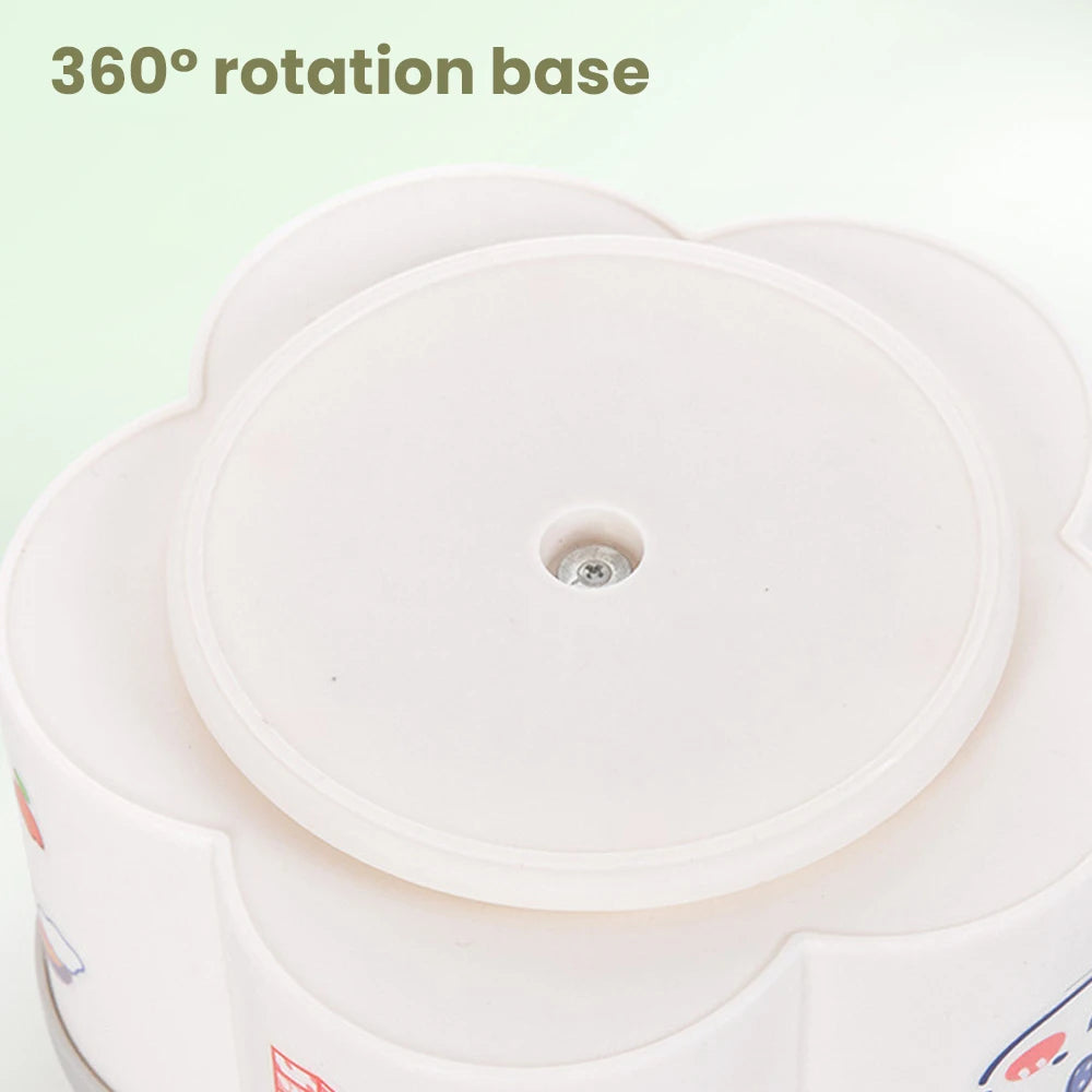 Cartoon Fire Wheel 360 Degree Rotating Pen Holder Storage Box Large Capacity Storage Box Office Desktop Stationery Storage