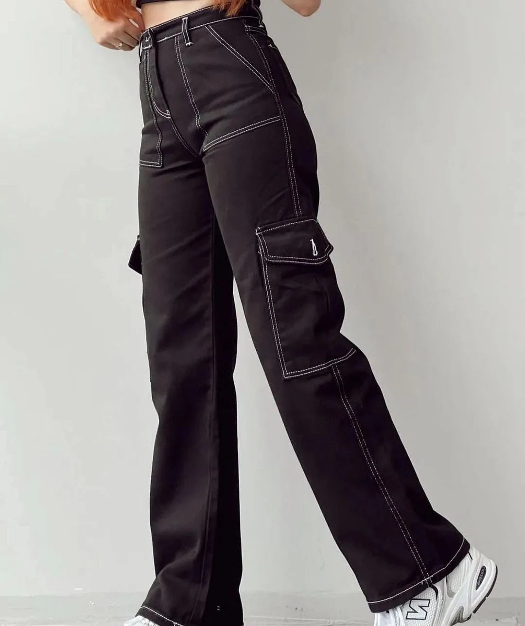 Women Vintage Cargo Pants Streetwear New Y2K Techwear Korean Harajuku Parachute Pants Beige Sweatpants Wide Leg Joggers Trousers