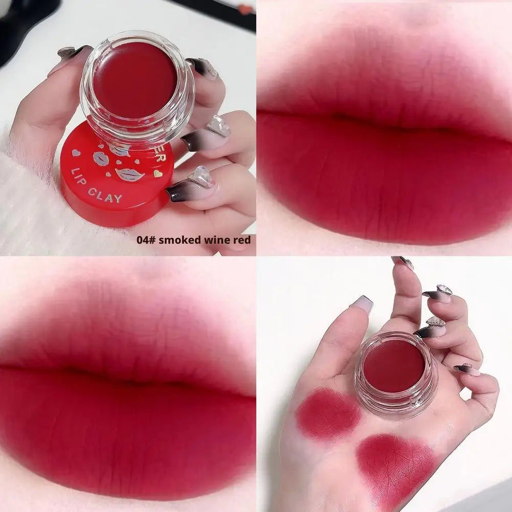Lip Mud Lip Gloss - Jelly Jar Lip Mud Lip Gloss Long-lasting Matte Mist, Waterproof Non-Stick Cup, Women's Lipstic Makeup Tool