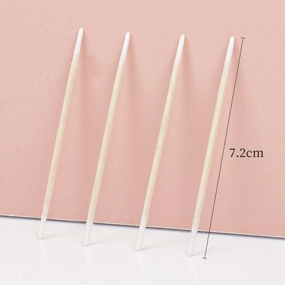 Disposable Ultra-small Double-end Wood Cotton Swab 100pcs Lint Free Micro Brushes Eyelash Extension Glue Removing Tools