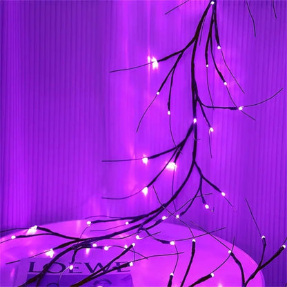 1PC 54 LED Halloween Atmosphere Purple Rattan Lights DIY Branches Garland Outdoor Indoor Waterproof Walls Lights Battery Powered