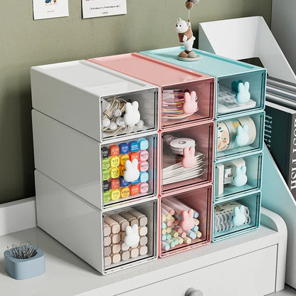 Desk Stationery Storage Box For School Office Desk Organizer With Rabbit Drawer Sundry Storage Rack For School Office Stationery