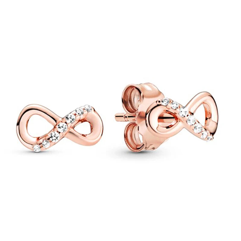 TOGORY Newest Rose Gold Brand Stud Earrings For Ladies Women Crown Love Round Earrings Jewellery Birthday Gift Special Offer
