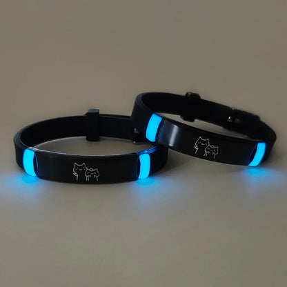2 pieces/set luminous double cat cute and glowing couple wristbands as gifts for the festival