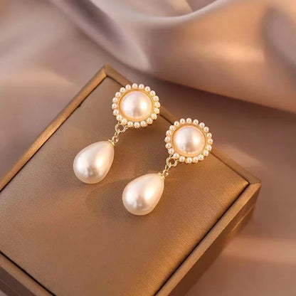 SHMIK Elegant Vintage Palace Full Pearl Pendant Necklace Chains Earrings For Women Lady Classic Exquisite Chorker Chains Jewelry