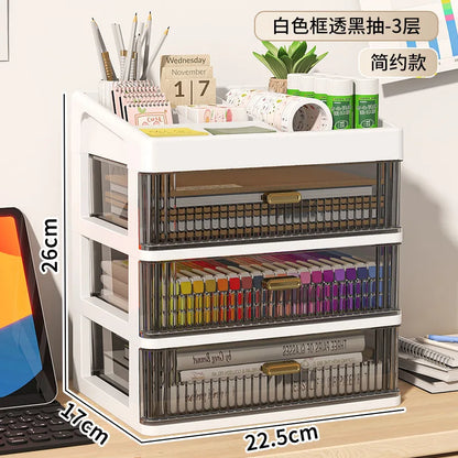 Desktop Organizer Box Multi-Layer Storage for Office Stationery Pencils Student Supplies Bedroom Study Desk Organization