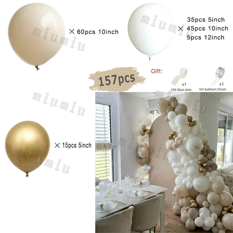 Beige Cream White Boho Balloon Garland Arch Kit Sand White Engagement Wedding Birthday Party Baby Shower Decoration Balloons