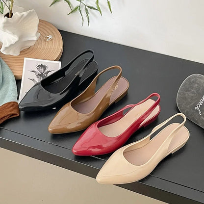 Women's Crystal Slip-On Slippers Summer Fashionable Versatile Home Wear Anti-Slip Lightweight PVC Material Hollow out Design