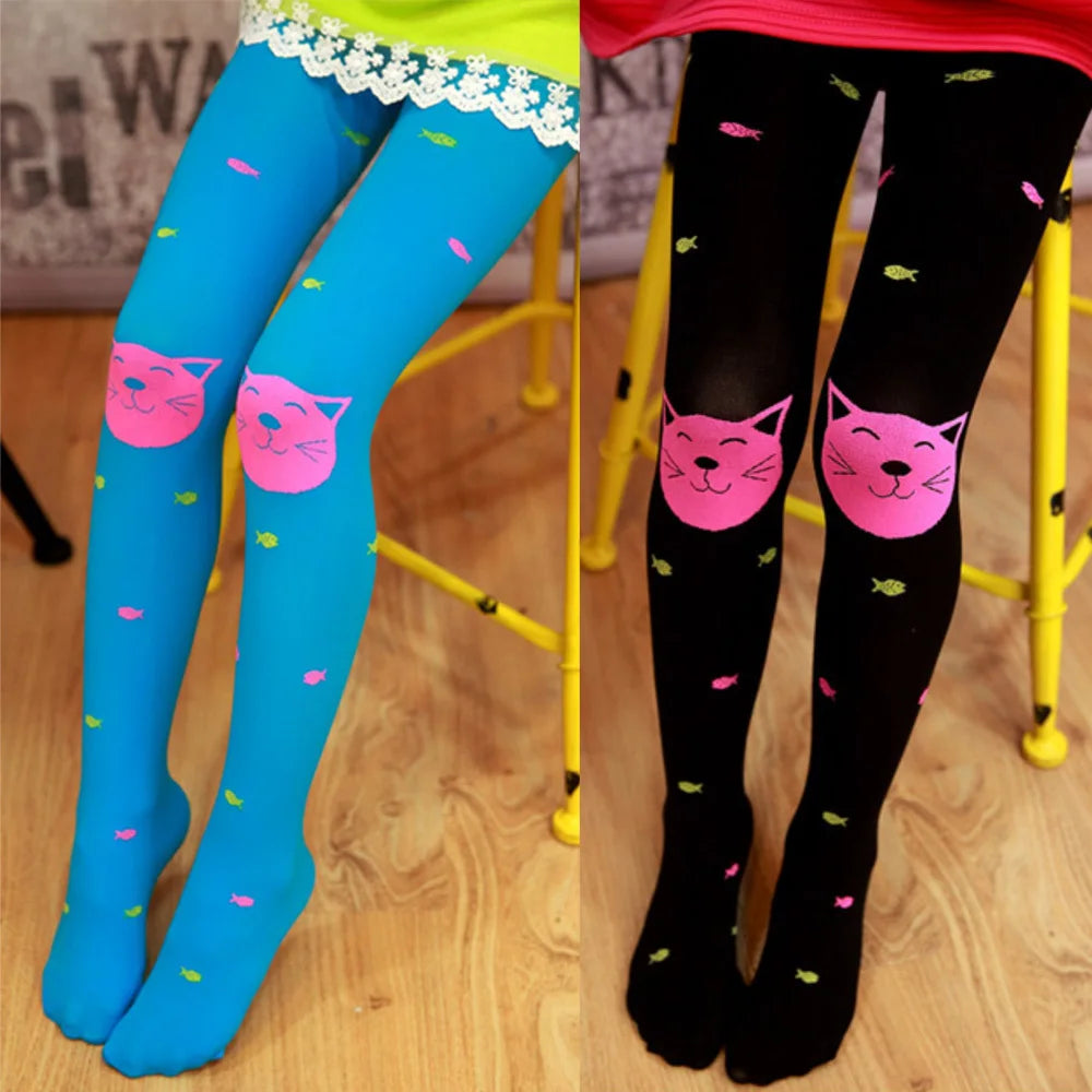 Girls Stockings Kids Tights Spring Autumn Cat Fish Children Pantyhose Stockings Clothes Toddlers Kitty Legging Bodysuits
