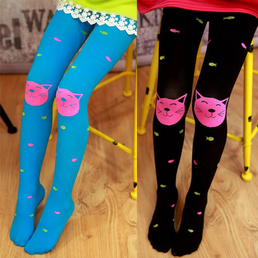 Girls Stockings Kids Tights Spring Autumn Cat Fish Children Pantyhose Stockings Clothes Toddlers Kitty Legging Bodysuits