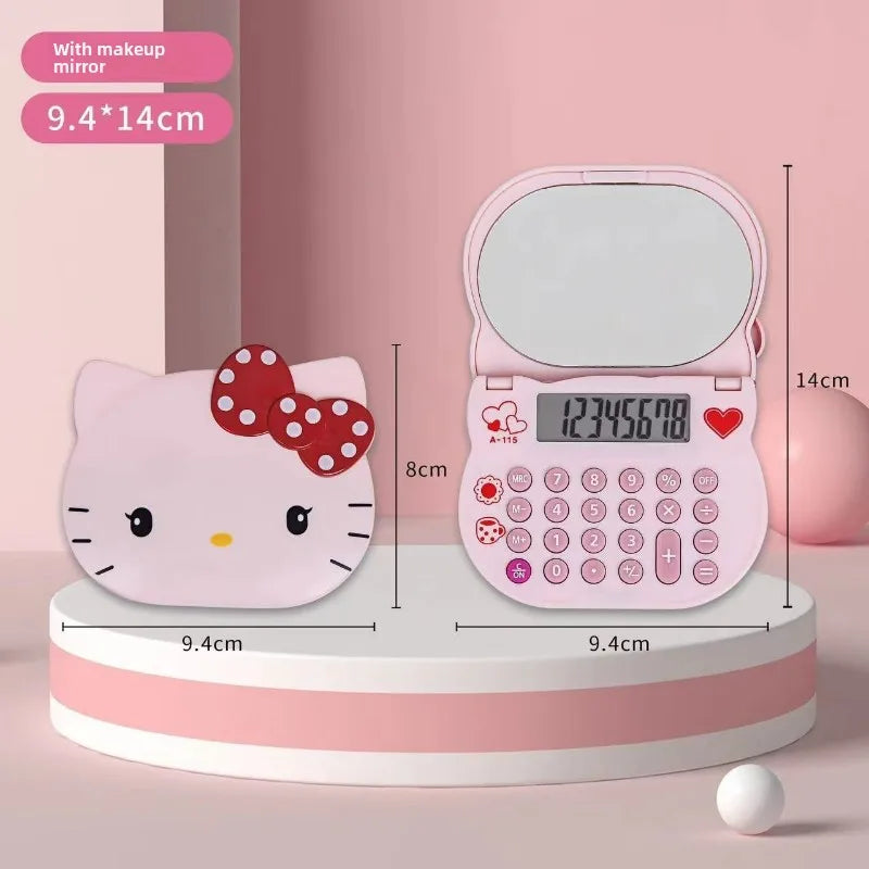 Trendy Personality Creative Kitten Calculator Cute Girly Style Portable Flip Mirror Computer Small Mini KT Makeup Mirror