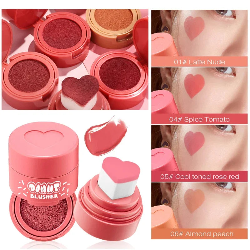 Love Seal Blusher Air Cushion Blush Cream Waterproof Long-lasting Cheek Rouge Brighten Skin Multi-use Natural Face Makeup Blush