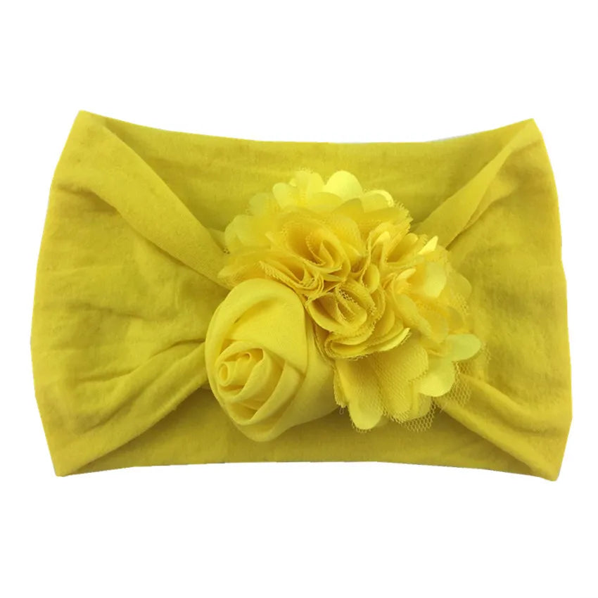 Kids Headwear Soft Stretch Flower Headband Knot Wide Nylon Headwraps Baby Girls Hair Bands Photo Props for Newborn Accessories