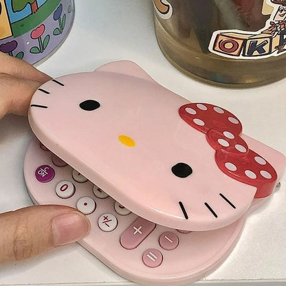 Trendy Personality Creative Kitten Calculator Cute Girly Style Portable Flip Mirror Computer Small Mini KT Makeup Mirror