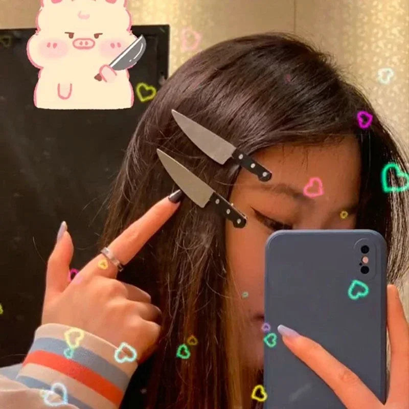 Creative Weird Simulation Scissors Knife Hair Clips Women Funny Hairpins Girls Hairclip Punk Barrette Hairpins Headwear Y2k