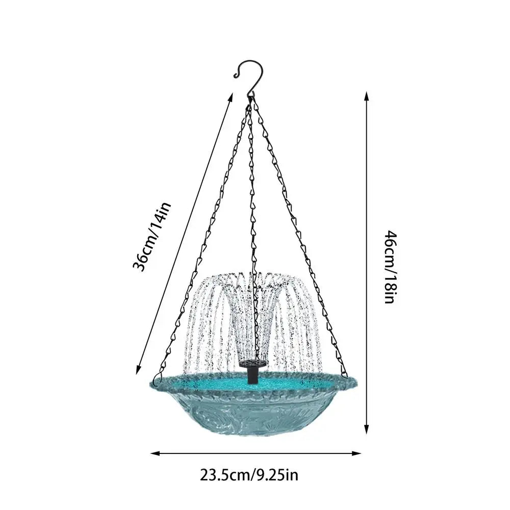 Hangable Bird Feeder Bird Bath With Solar Powered Water Fountain Garden Decoration For Nature Lovers Deck Backyard