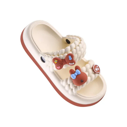 Women's Thick Bottom Sandals Summer Outdoor Anti-Slip Beach Casual Flip Flops Comfortable Sensation PVC Material Cartoon Pattern