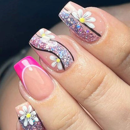 Wholesale Price Press On Nails Ballerina Medium Coffin False Nails French Tip Nails Manicure Stick On Nails Acrylic Fake Nails