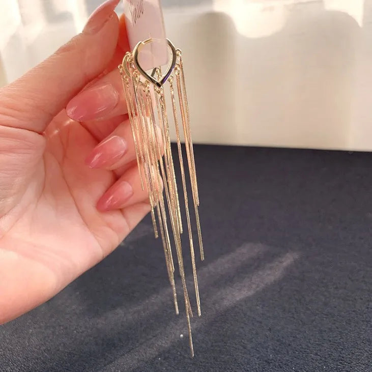 925 Silver Needle Korean Fashion Long Chain Tassel Earrings For Women Metal Earing Jewelry 2026 Trending Women's Drop Earrings
