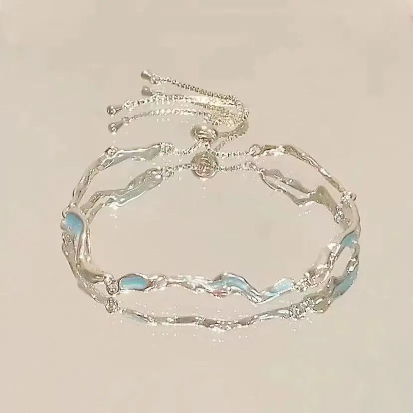 Korean Elegant Cherry Blossom Bow Zircon Bracelet For Women Y2K Sweet Girls Crystal Flowers Bracelets Wedding Party Jewelry Gift